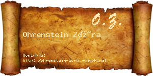Ohrenstein Zóra névjegykártya